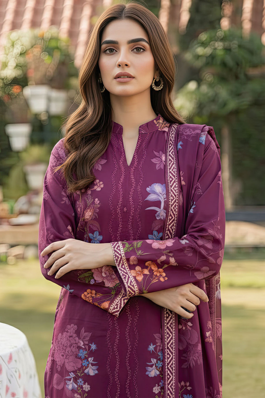 001-HnS Textile Printed Unstitched Lawn Article